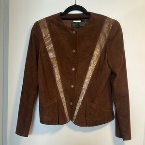 Armani Black Label Brown Lamb Suede and Python Jacket. Never Worn